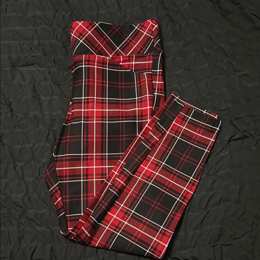 Torrid Red and Black Plaid Pixie Pants